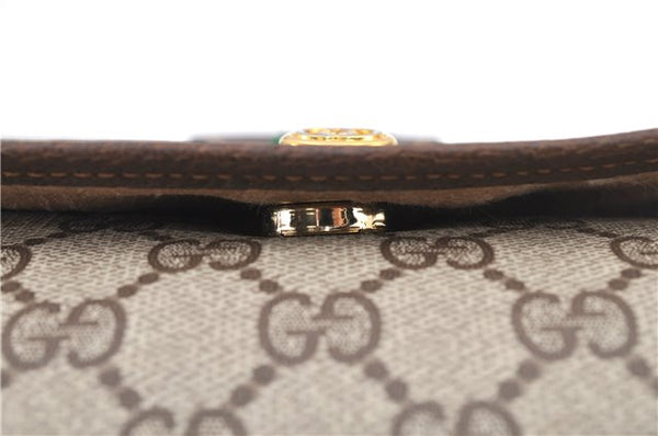 Authentic GUCCI Web Sherry Line Clutch Hand Bag Purse GG PVC Leather Brown 1191C