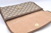 Authentic GUCCI Web Sherry Line Clutch Hand Bag Purse GG PVC Leather Brown 1191C