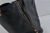 Authentic PRADA Leather Shoulder Tote Bag Black 1193D