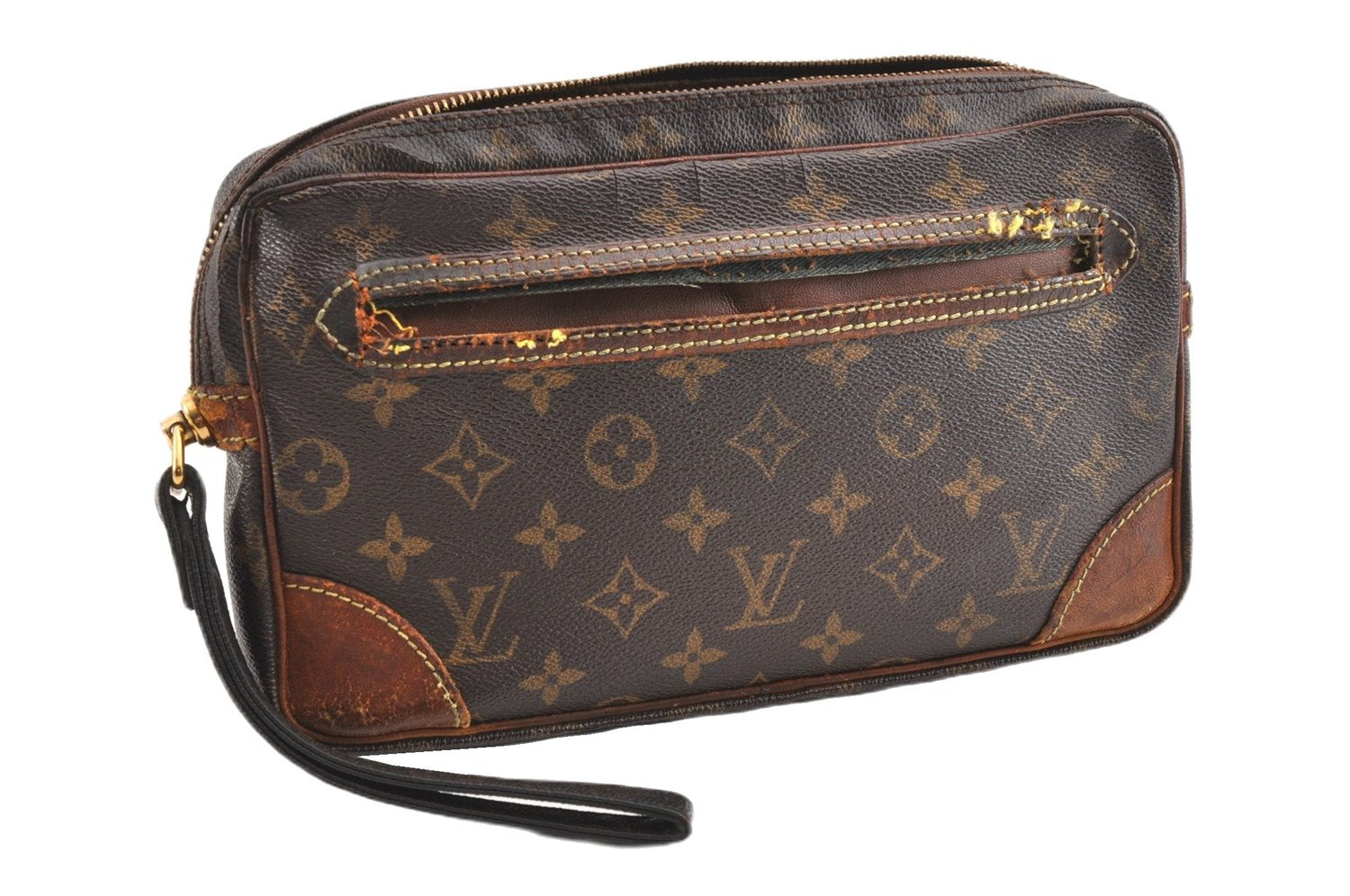 Authentic Louis Vuitton Monogram Marly Dragonne GM M51825 Clutch Bag Junk 1193G