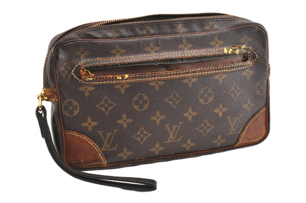 Authentic Louis Vuitton Monogram Marly Dragonne GM M51825 Clutch Bag Junk 1193G