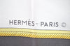 Authentic HERMES Carre 90 Scarf "LES VOITURES A TRANSFORMATION" Silk Gray 1193I