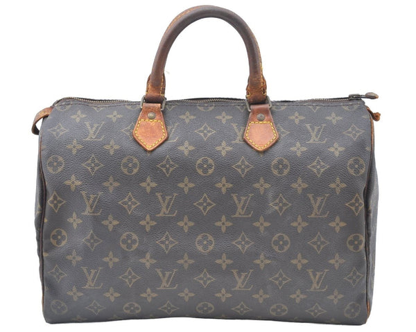 Authentic Louis Vuitton Monogram Speedy 35 Hand Boston Bag M41524 LV 1196G