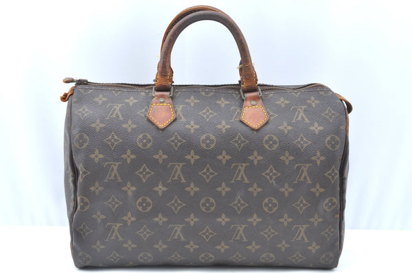 Authentic Louis Vuitton Monogram Speedy 35 Hand Boston Bag M41524 LV 1196G