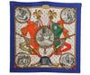 Authentic HERMES Carre 90 Scarf "NAPOLEON" Silk Blue 1196I