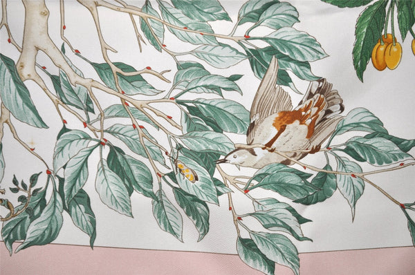 Authentic HERMES Carre 90 Scarf "AU COEUR DES BOIS " Silk Pink 1197I