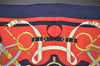 Authentic HERMES Carre 90 Scarf "Eperon d' or" Silk Navy 1198I