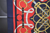 Authentic HERMES Carre 90 Scarf "Eperon d' or" Silk Navy 1198I