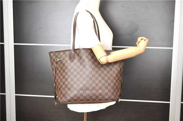 Authentic Louis Vuitton Damier Neverfull MM Shoulder Tote Bag N51105 Junk 1199G