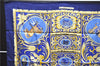 Authentic HERMES Carre 90 Scarf "LA PRESENTATION" Silk Blue Box 1205D