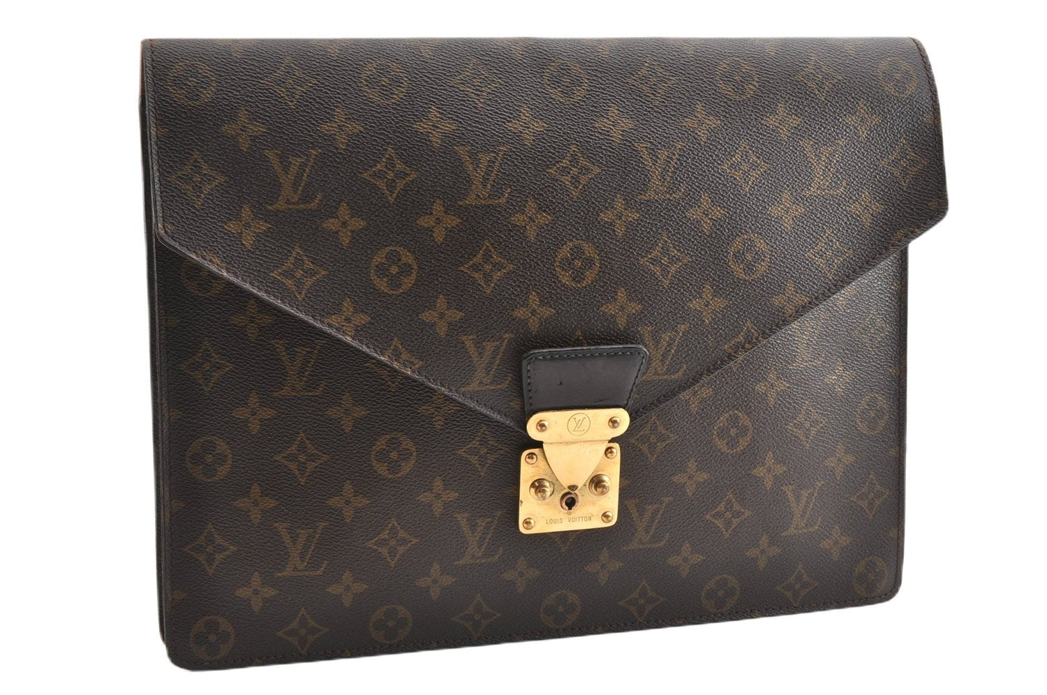 Authentic Louis Vuitton Monogram Porte Documents Senateur M53335 Briefcase 1205G