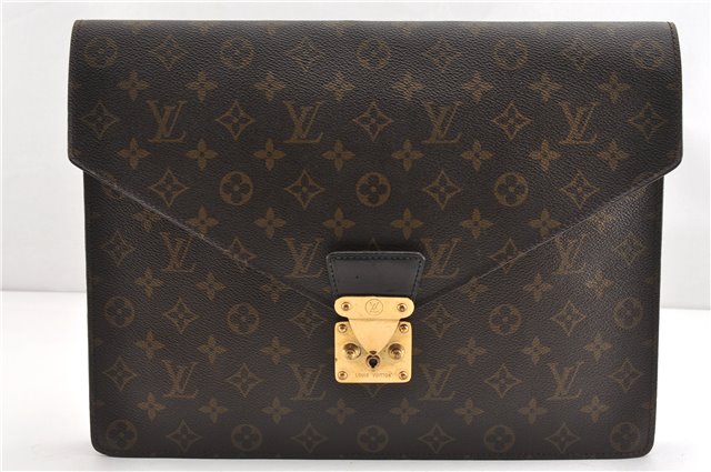 Authentic Louis Vuitton Monogram Porte Documents Senateur M53335 Briefcase 1205G