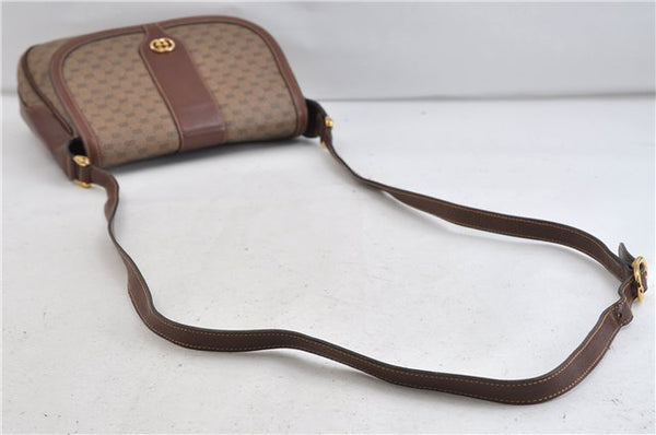 Authentic GUCCI Micro GG PVC Leather Shoulder Cross Body Bag Purse Brown 1208D