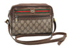 Authentic GUCCI Web Sherry Line Shoulder Cross Bag GG PVC Leather Brown 1208G