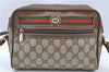 Authentic GUCCI Web Sherry Line Shoulder Cross Bag GG PVC Leather Brown 1208G