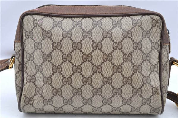 Authentic GUCCI Web Sherry Line Shoulder Cross Bag GG PVC Leather Brown 1208G