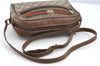 Authentic GUCCI Web Sherry Line Shoulder Cross Bag GG PVC Leather Brown 1208G