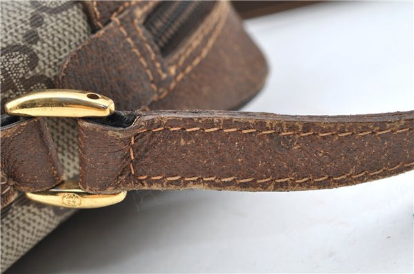 Authentic GUCCI Web Sherry Line Shoulder Cross Bag GG PVC Leather Brown 1208G