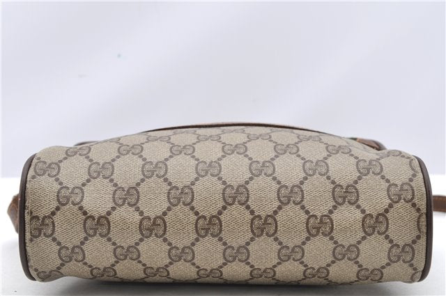 Authentic GUCCI Web Sherry Line Shoulder Cross Bag GG PVC Leather Brown 1208G