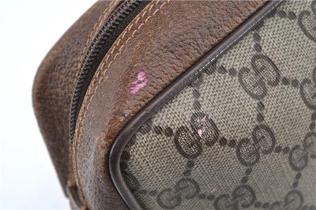 Authentic GUCCI Web Sherry Line Shoulder Cross Bag GG PVC Leather Brown 1208G