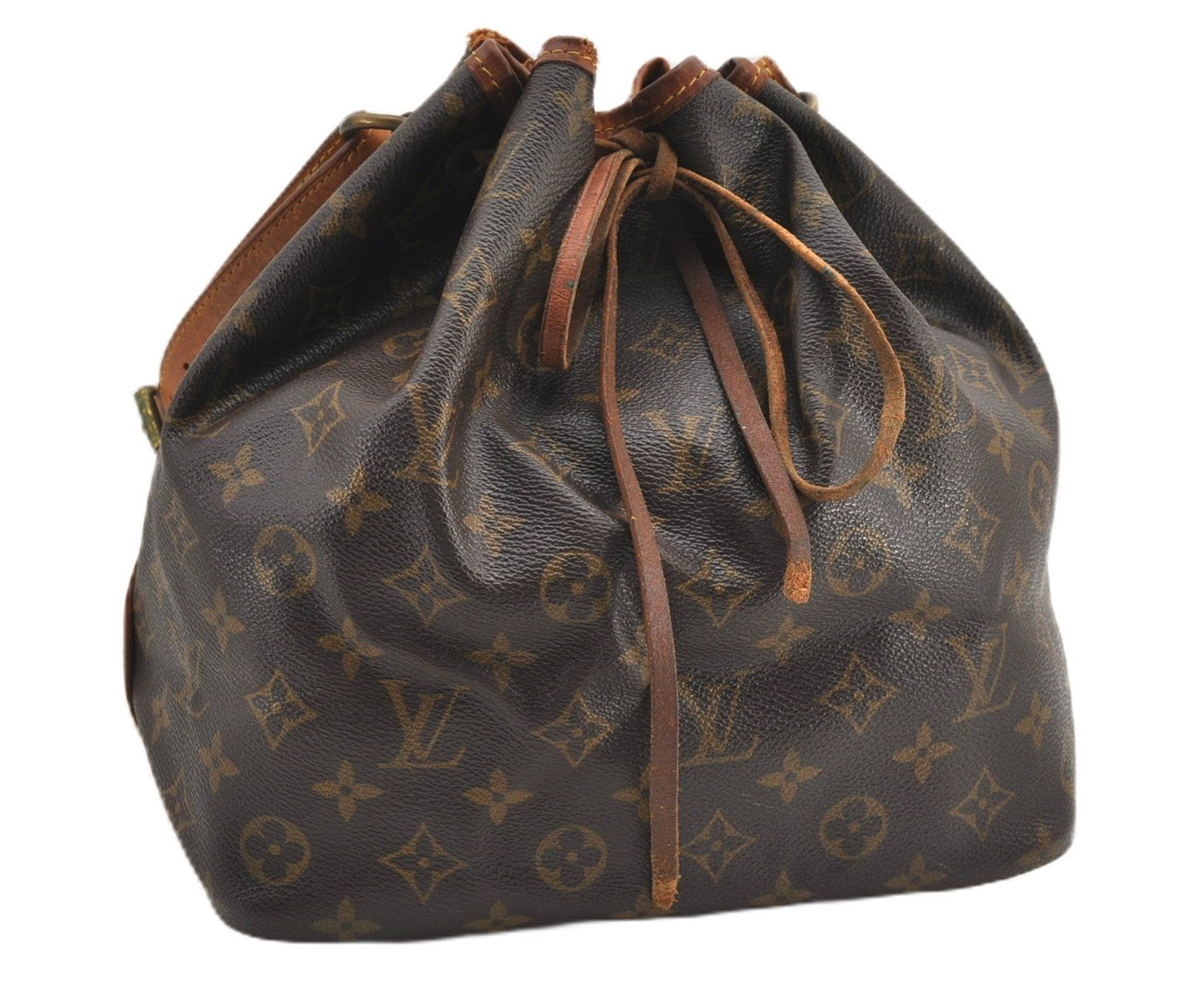 Authentic Louis Vuitton Monogram Petit Noe M42226 Shoulder Drawstring Bag 1209G