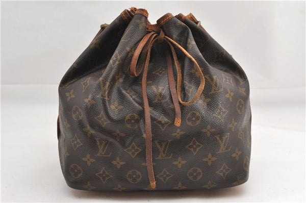 Authentic Louis Vuitton Monogram Petit Noe M42226 Shoulder Drawstring Bag 1209G