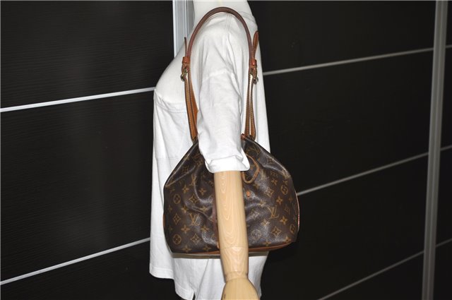 Authentic Louis Vuitton Monogram Petit Noe M42226 Shoulder Drawstring Bag 1209G