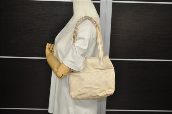 Authentic GUCCI Shoulder Tote Bag GG Canvas Leather 0021075 Ivory 1212D