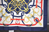 Authentic HERMES Carre 90 Scarf "Eperon d'Or" Silk Navy 1212I