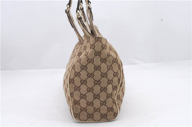 Authentic GUCCI Shoulder Hand Bag GG Canvas Leather 154982 Beige 1214D