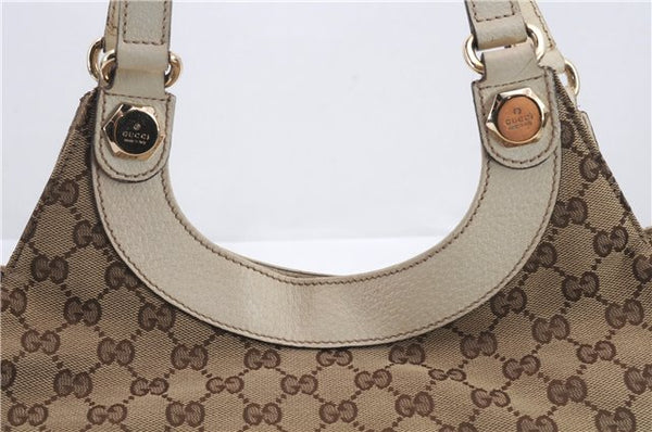 Authentic GUCCI Shoulder Hand Bag GG Canvas Leather 154982 Beige 1214D