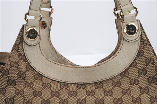 Authentic GUCCI Shoulder Hand Bag GG Canvas Leather 154982 Beige 1214D