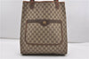 Authentic GUCCI Web Sherry Line Shoulder Tote Bag GG PVC Leather Brown 1214G