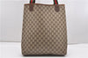 Authentic GUCCI Web Sherry Line Shoulder Tote Bag GG PVC Leather Brown 1214G