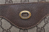 Authentic GUCCI Web Sherry Line Shoulder Tote Bag GG PVC Leather Brown 1214G