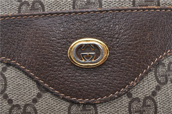 Authentic GUCCI Web Sherry Line Shoulder Tote Bag GG PVC Leather Brown 1214G