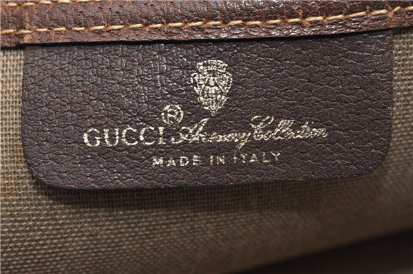 Authentic GUCCI Web Sherry Line Shoulder Tote Bag GG PVC Leather Brown 1214G