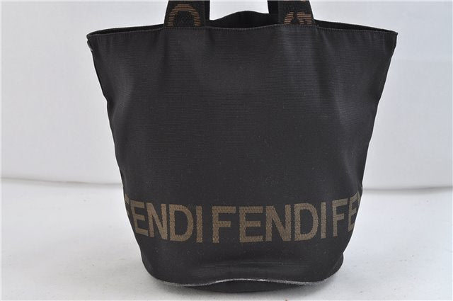 Authentic FENDI Nylon Leather Shoulder Hand Bag Purse Black 1216D