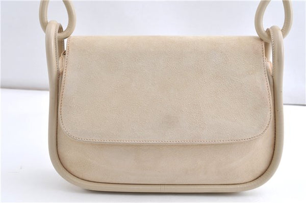 Authentic GUCCI Vintage Shoulder Hand Bag Purse Suede Leather Ivory Junk 1216G