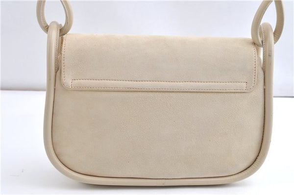 Authentic GUCCI Vintage Shoulder Hand Bag Purse Suede Leather Ivory Junk 1216G