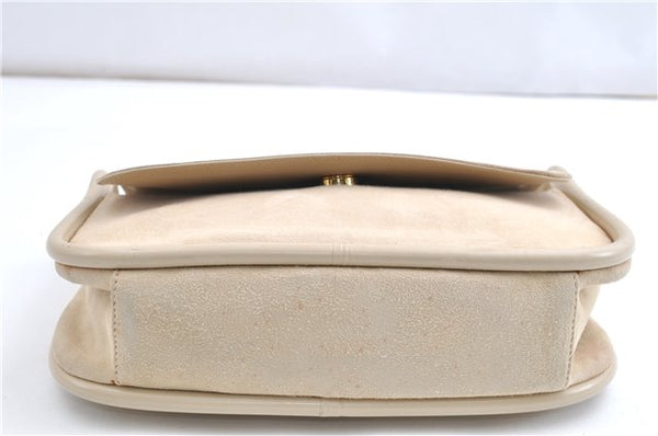Authentic GUCCI Vintage Shoulder Hand Bag Purse Suede Leather Ivory Junk 1216G