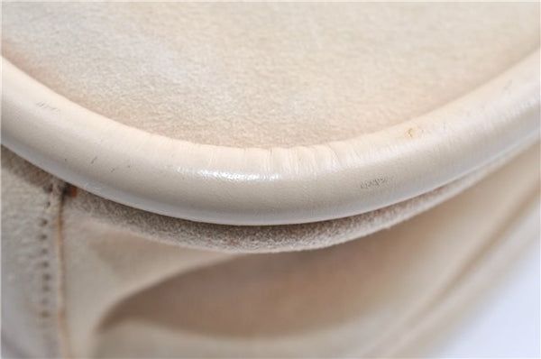 Authentic GUCCI Vintage Shoulder Hand Bag Purse Suede Leather Ivory Junk 1216G