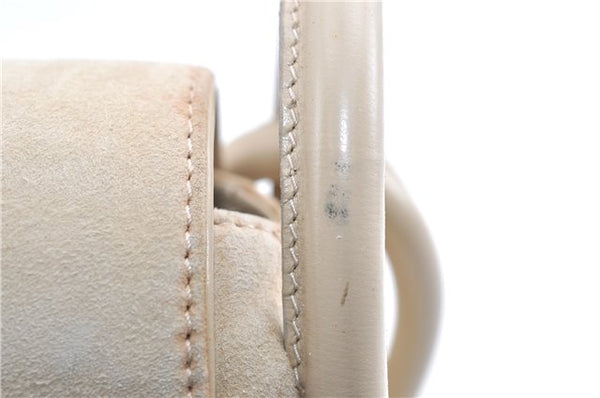 Authentic GUCCI Vintage Shoulder Hand Bag Purse Suede Leather Ivory Junk 1216G