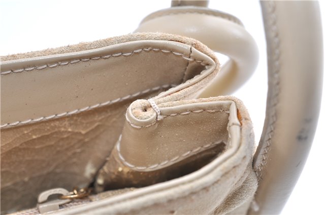 Authentic GUCCI Vintage Shoulder Hand Bag Purse Suede Leather Ivory Junk 1216G