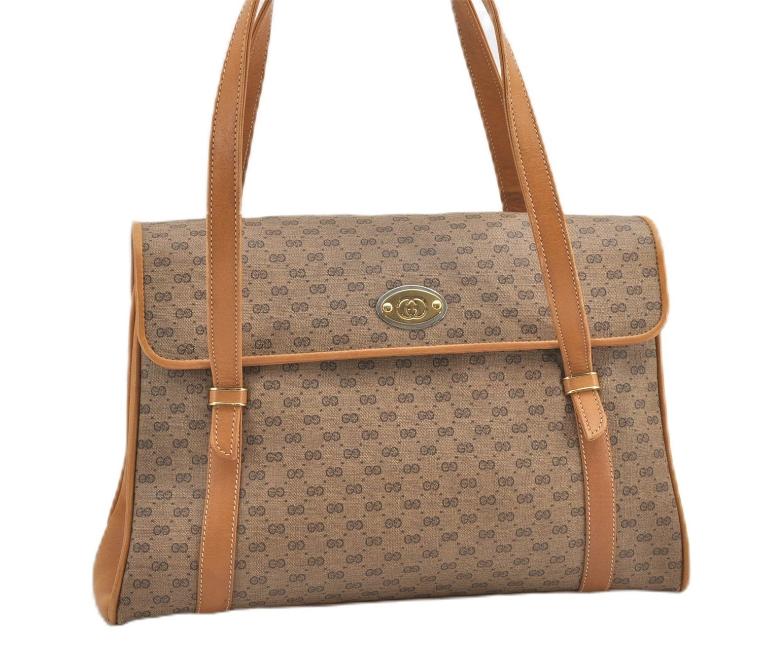 Authentic GUCCI Vintage Micro GG PVC Leather Shoulder Hand Bag Brown 1217G