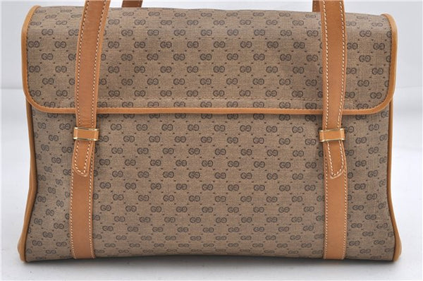 Authentic GUCCI Vintage Micro GG PVC Leather Shoulder Hand Bag Brown 1217G