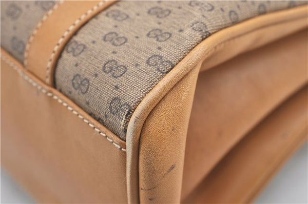 Authentic GUCCI Vintage Micro GG PVC Leather Shoulder Hand Bag Brown 1217G