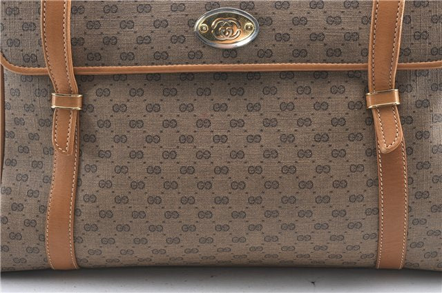 Authentic GUCCI Vintage Micro GG PVC Leather Shoulder Hand Bag Brown 1217G