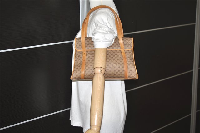 Authentic GUCCI Vintage Micro GG PVC Leather Shoulder Hand Bag Brown 1217G