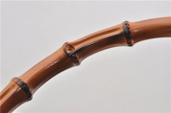 Authentic GUCCI Vintage Bamboo 2Way Shoulder Bag Leather 0012013 Black 1218G